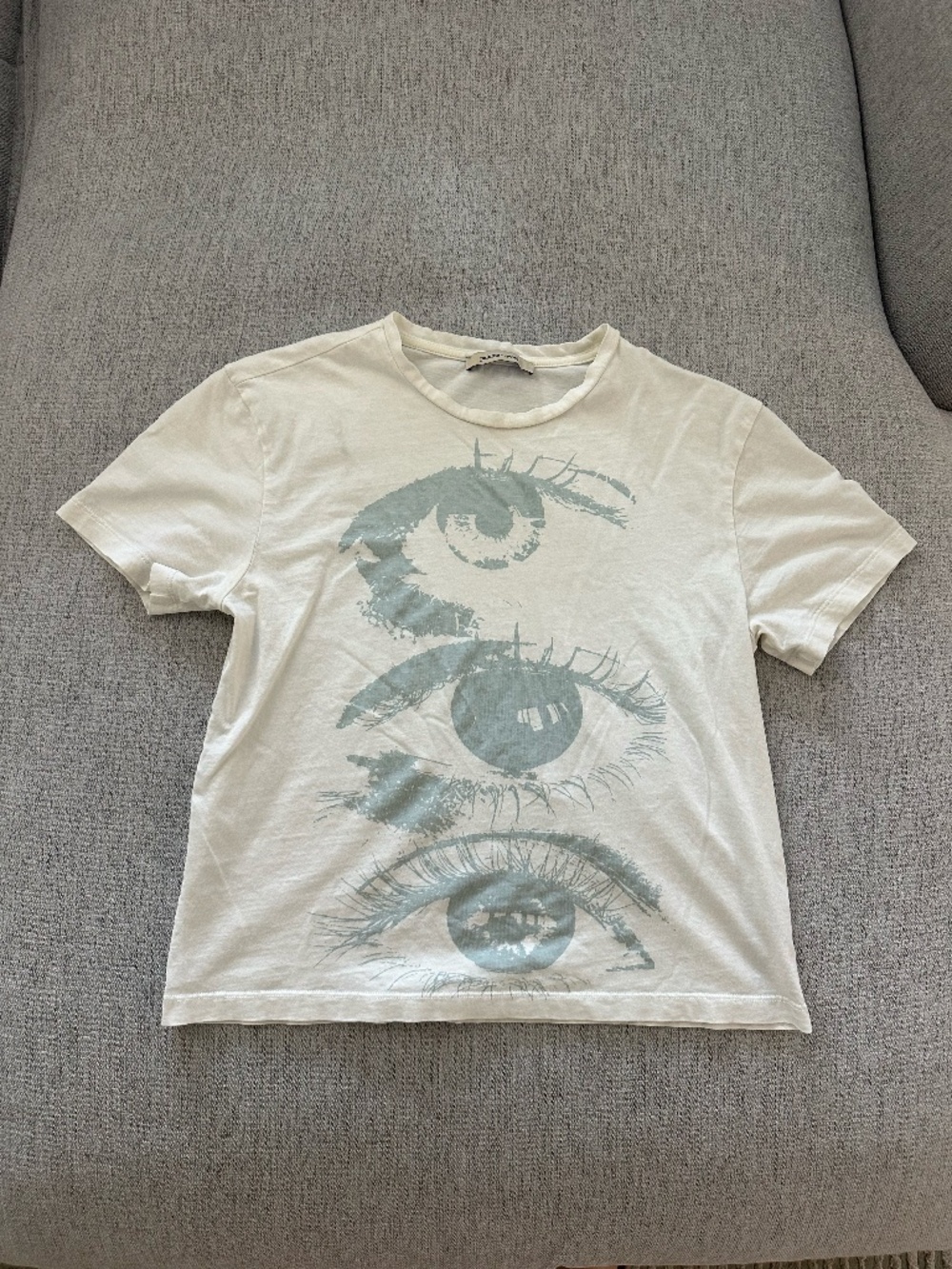 White & Light Blue Graphic Shirt